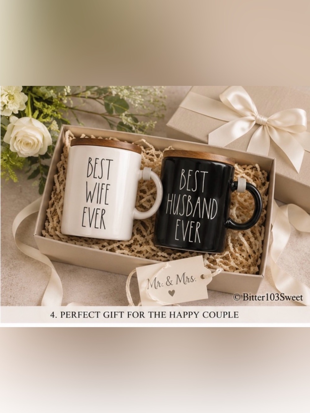 NIB Rae Dunn “Best Wife Ever” & “Best Husband Ever” Mug Set | Newlywed Gift - Picture 5 of 8